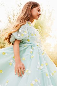 Abito Marchesa Kids Couture in tulle ricamato 
