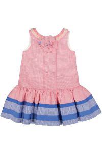 Abito Mimisol in cotone micro pied de poule con fiore