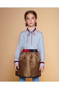 Pied-de-poule satin skirt