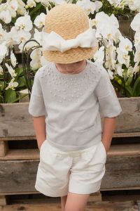 Pearl-embellished Mimisol knit top