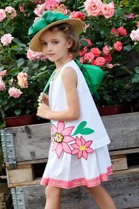 Floral embroidery poplin dress
