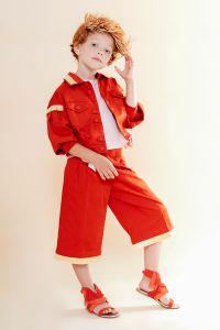 Culotte Mimisol in cotone stretch con frangette di rafia