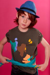 T-shirt Mimisol verde militare con stampa