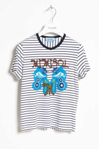 T-shirt Mimisol a righe con stampa
